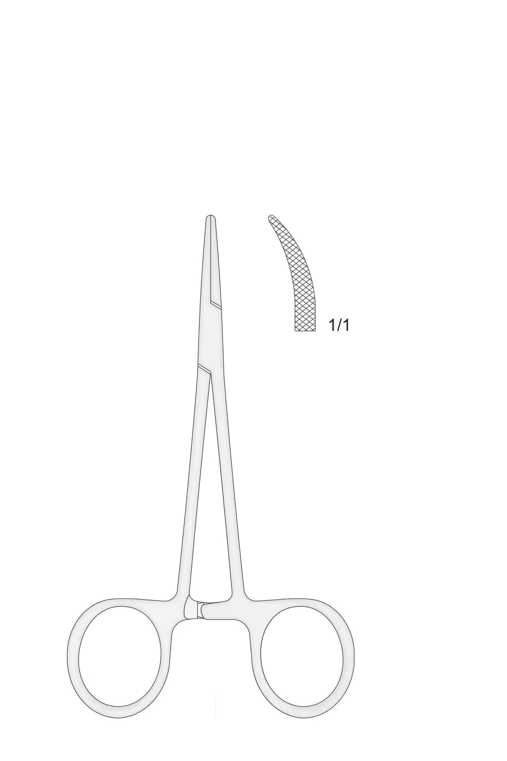 Halsted Mosquito Pensi 120Mm Eğri, Çapraz Tırtıklı
