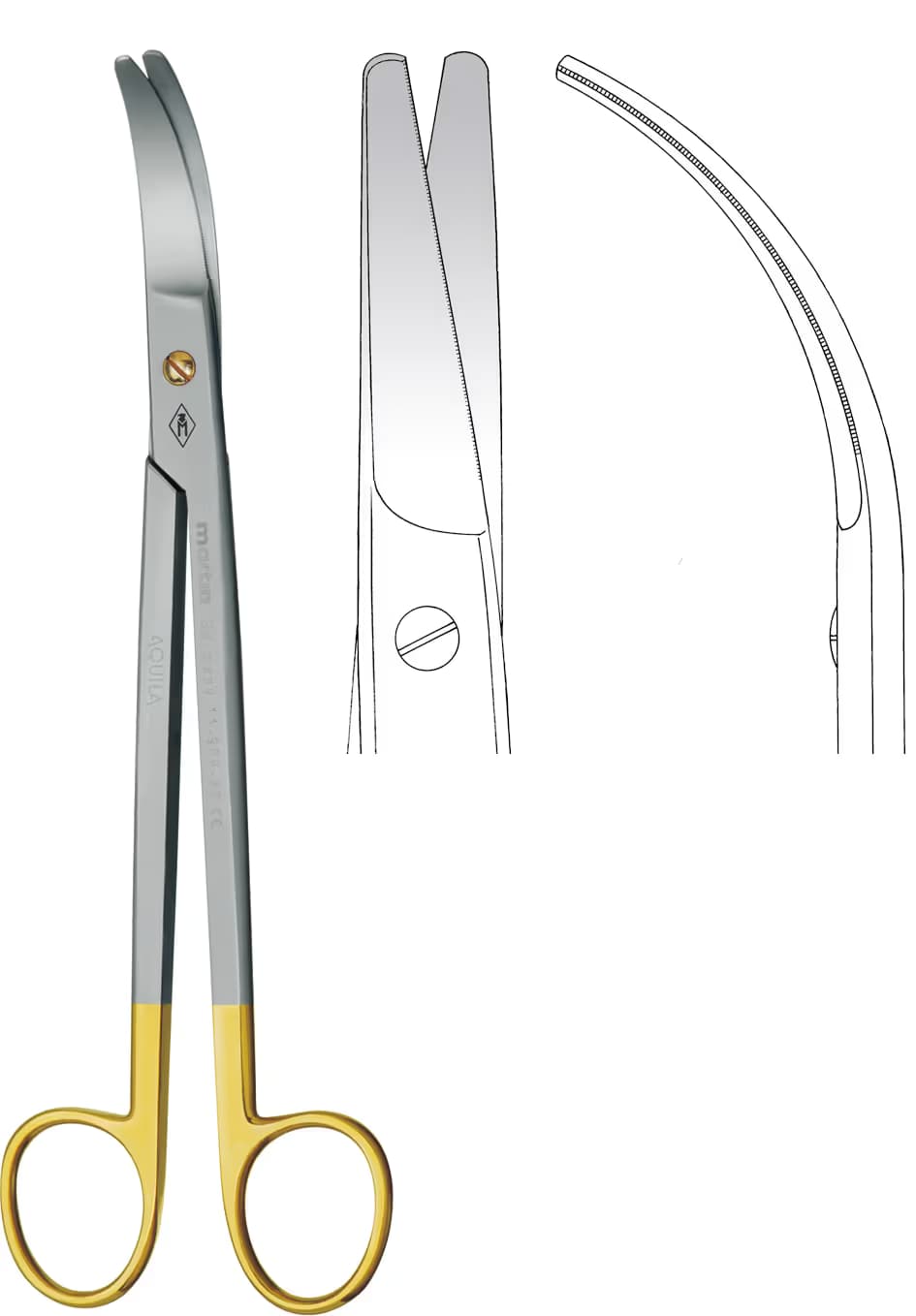 TC MAKAS UTERIN INCE TIRTIKLI AGIZ 22CM EĞRİ