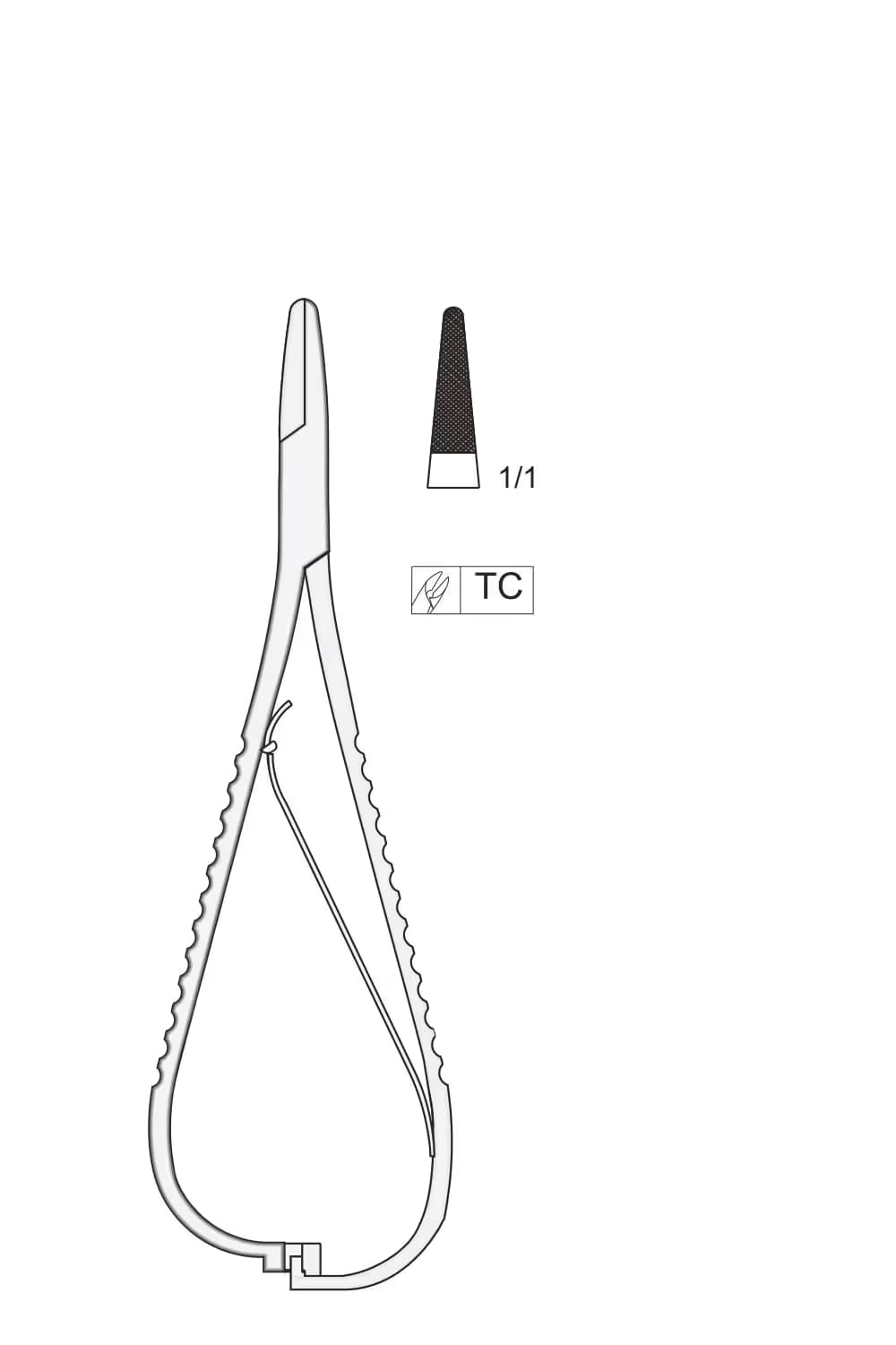 Tc Mathieu İğne Tutucu Uç Noktası 140Mm, Kalın Uçlu