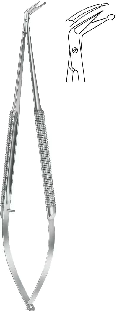 MİKRO MAKAS YUVARLAK SAP 18cm EĞRİ KÜRE UÇLU