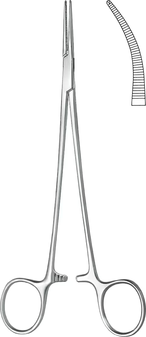 HEMOSTATİK KLEMP HALSTED 1X2 DISLI 18CM EGRI
