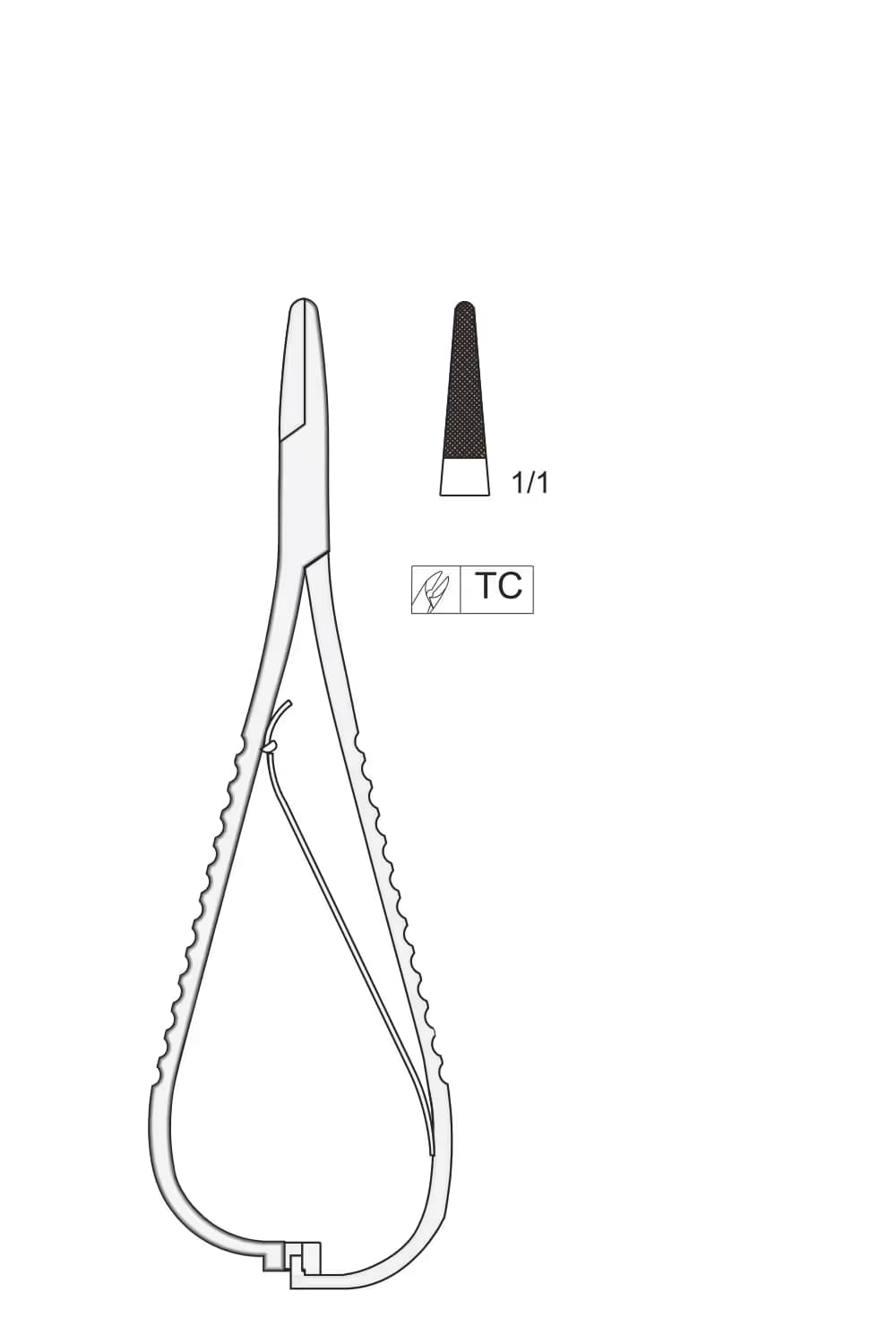 Mathieu İğne Tutucu Uç Noktası 140Mm, İnce Uçlu Tc