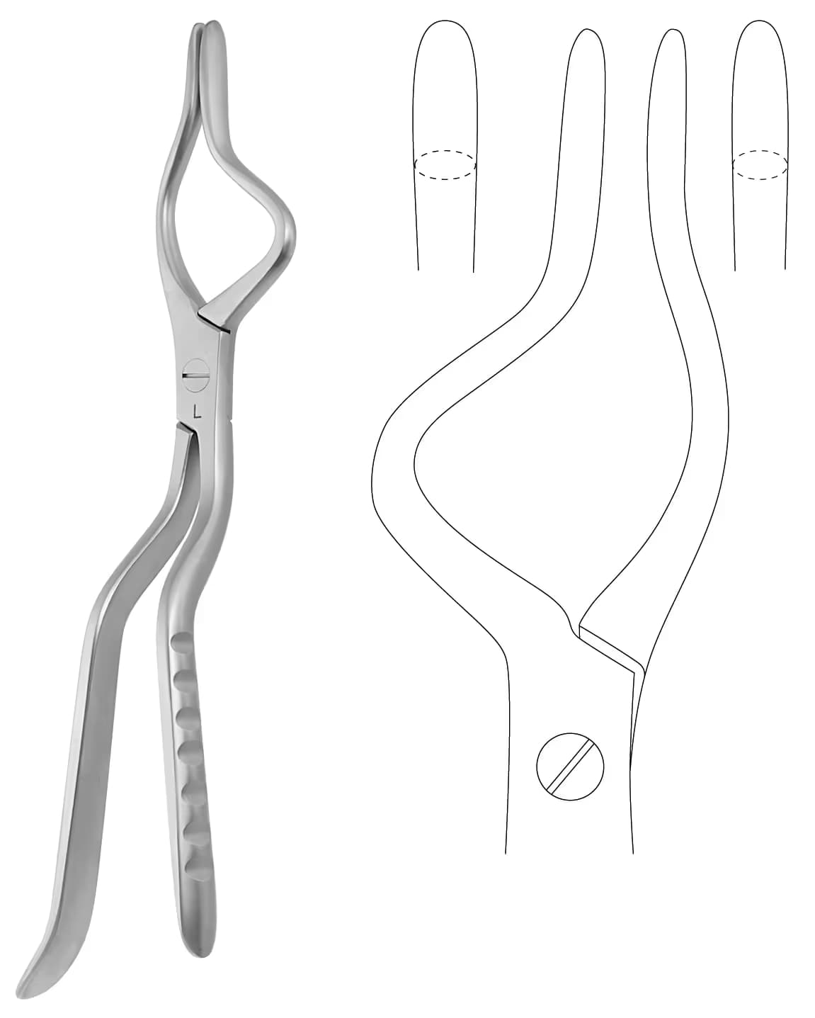 KIRIK KEMİK ÇEKME FORSEPSI ROWE 23cm SOL