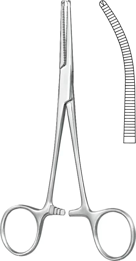 HEMOSTATİK KLEMP KOCHER NIPPON 1X2 DİŞLİ 18CM EĞRİ