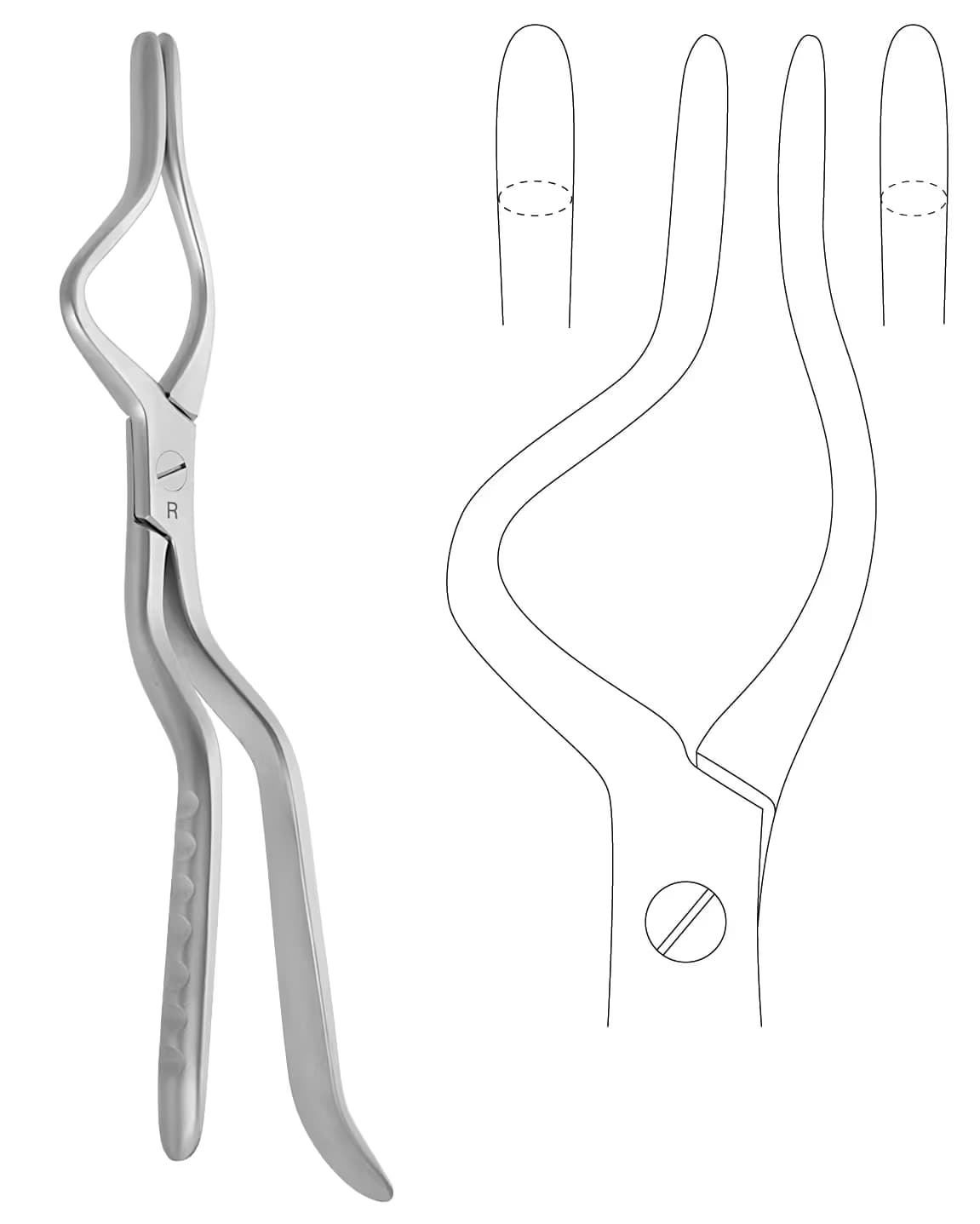 KIRIK KEMİK ÇEKME FORSEPSI ROWE 23cm SAĞ